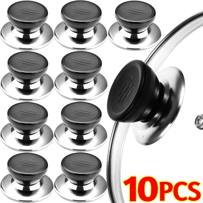 Manija de tapa de sartén Universal, repuestos de tapa de sartén resistentes al calor, perillas de olla de acero inoxidable, piezas de utensilios de cocina, 10/1 Uds.