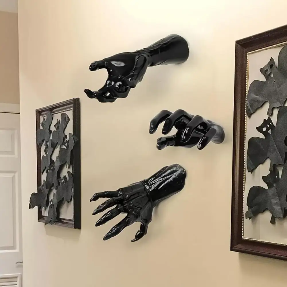Towel Hanger Sharp Nail Wall Art Hand Wall Decor Set for Halloween Party Supplies Realistic Towel Hanger Spooky Desk Lamp Holder