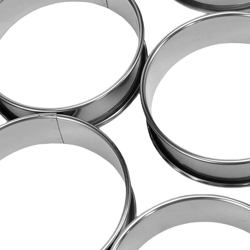 24 Pieces 3.15 Inch Double Rolled Tart Rings Stainless Steel Round Muffin Rings Metal Crumpet Rings Molds