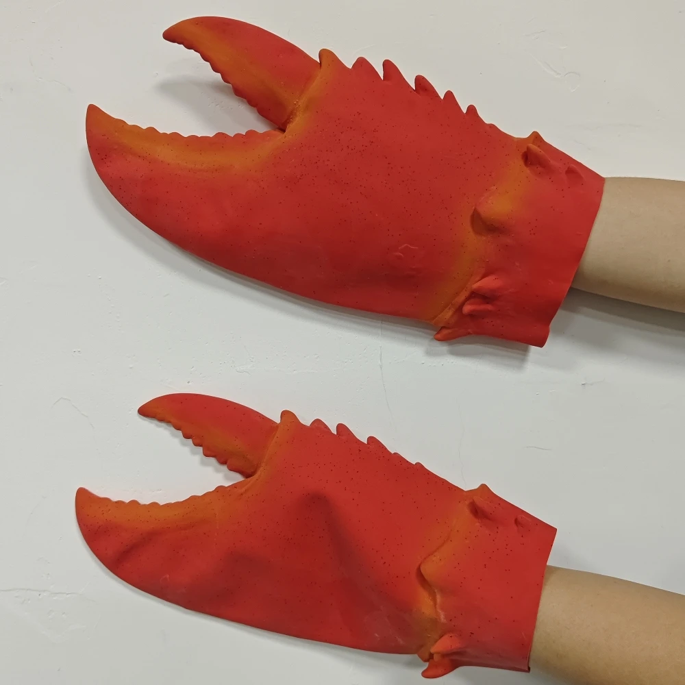 مضحك جراد البحر كراب مخالب قفازات الأيدي سلاح الدعائم هالوين زي اكسسوارات فنجر الدعائم الحيوان تأثيري لعبة حفلة الدعائم