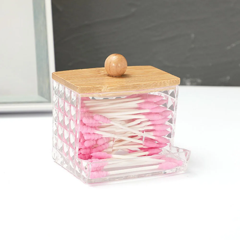 

Portable Bathroom Jar Makeup Organizer Cotton Round Pad Holder Powder Puff Storage Box Dustproof Durable Cotton Swab Box