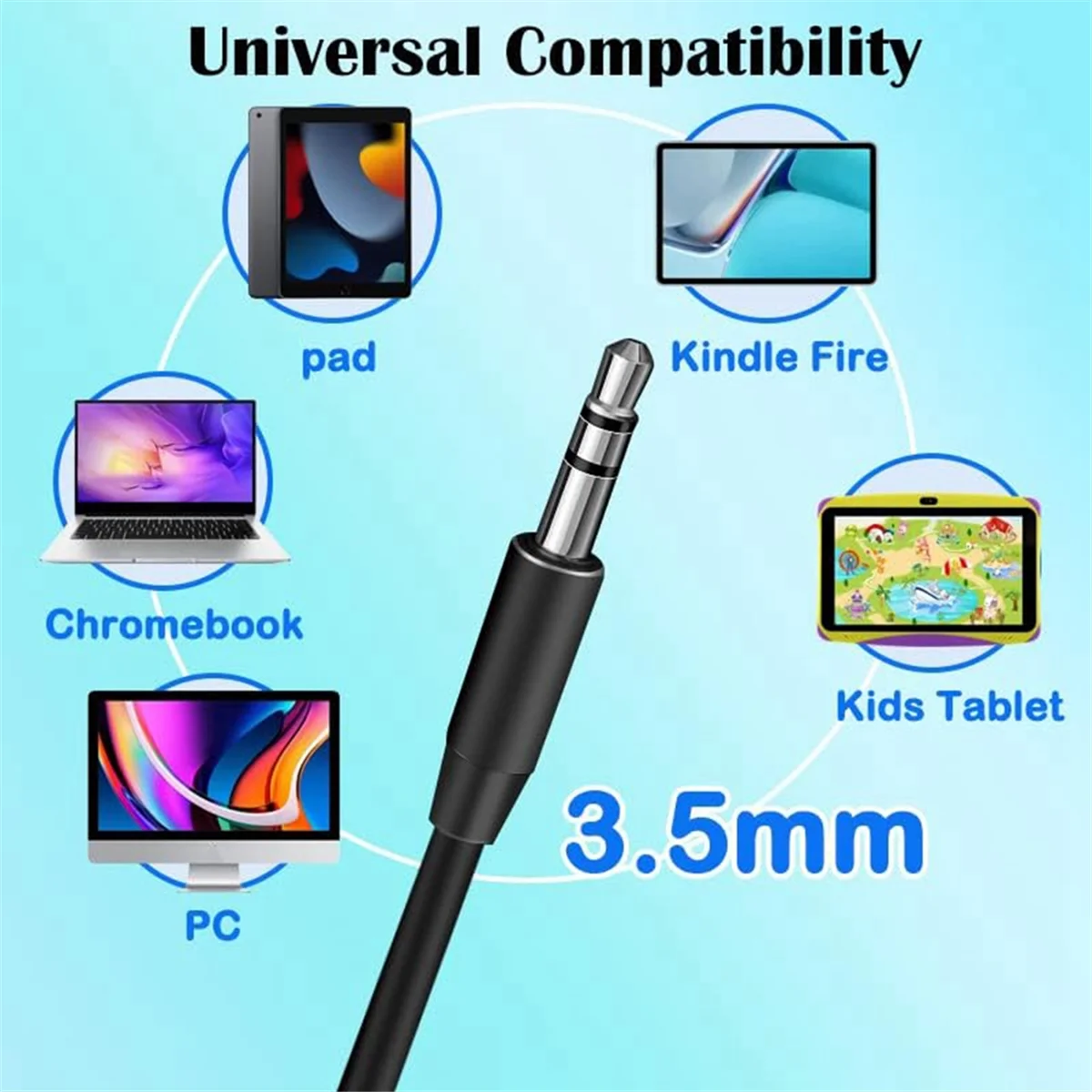 ABJG-Classroom سماعات 10 عبوات لمدرسة الأطفال، سماعات صوت 3.5 ملم للطلاب والأطفال