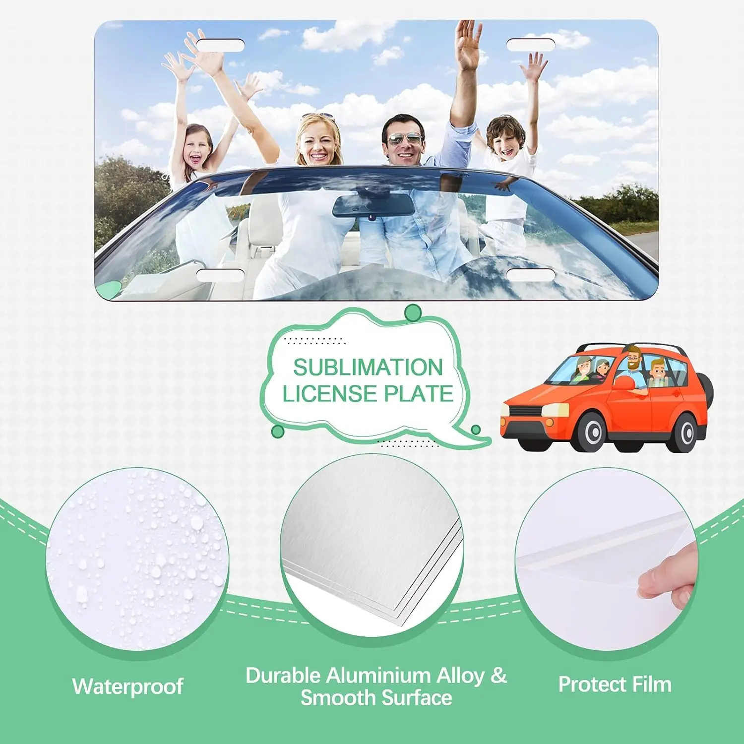 10 Pack Sublimation License Plate Blanks Aluminum Metal for Custom DIY Car Front Tag White