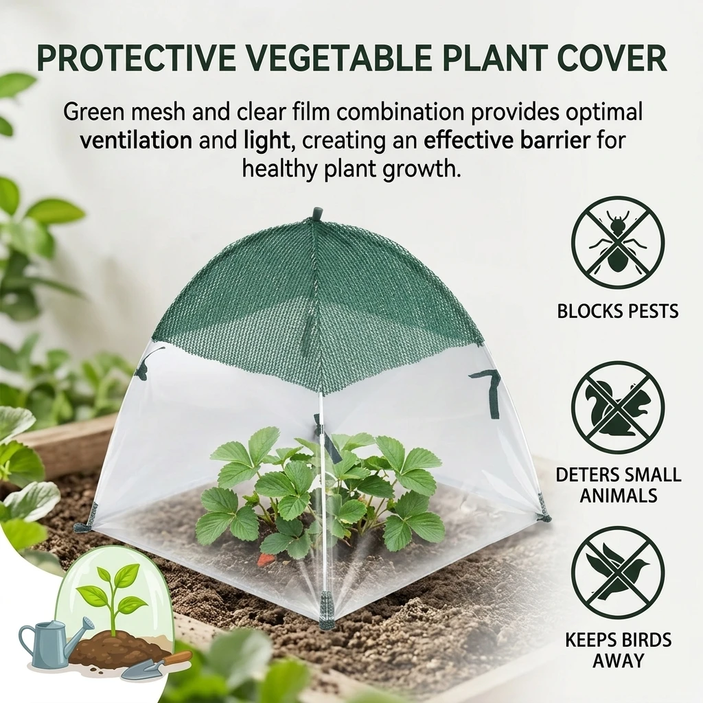 Plant-Protection Cover Tent Anti Bird Insect Barrier PE Frame Easy Setup 60x60x60cm For Garden Flowers Vegetables - view 3