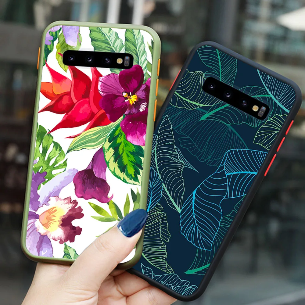 

Phone Case For Samsung A53 A52 A51 A34 A33 A32 A31 A24 A23 A22 A14 Note10 Tropical Plants animal Matte Frosted Translucent Cover