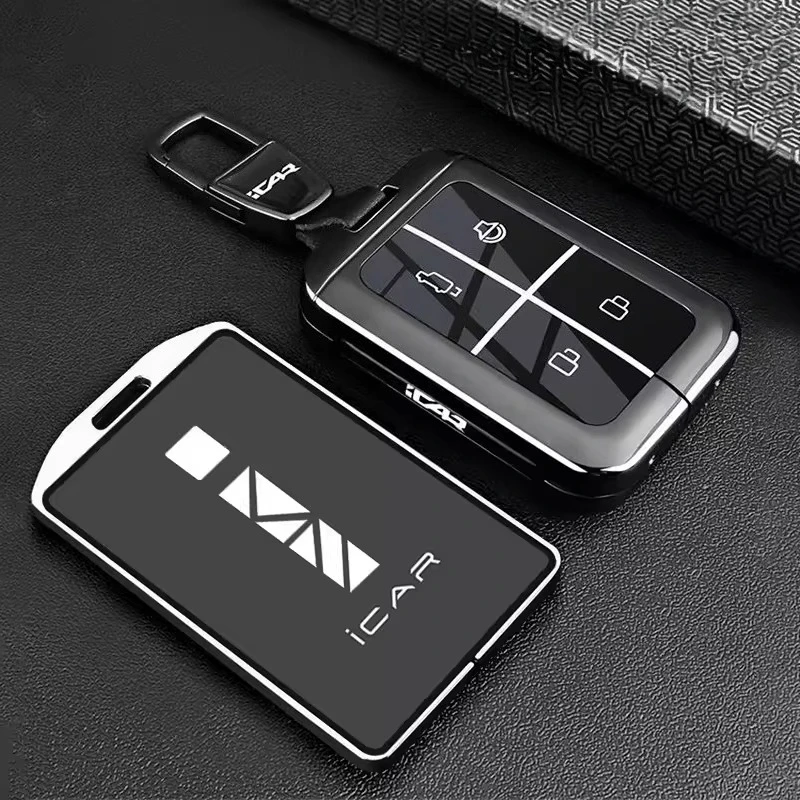 

For Chery ICAR V27 ICAUR 2026 Key Fob Cover Smart Card Key Case with Keychain Buckle Protective Shell for Men Women Accessories