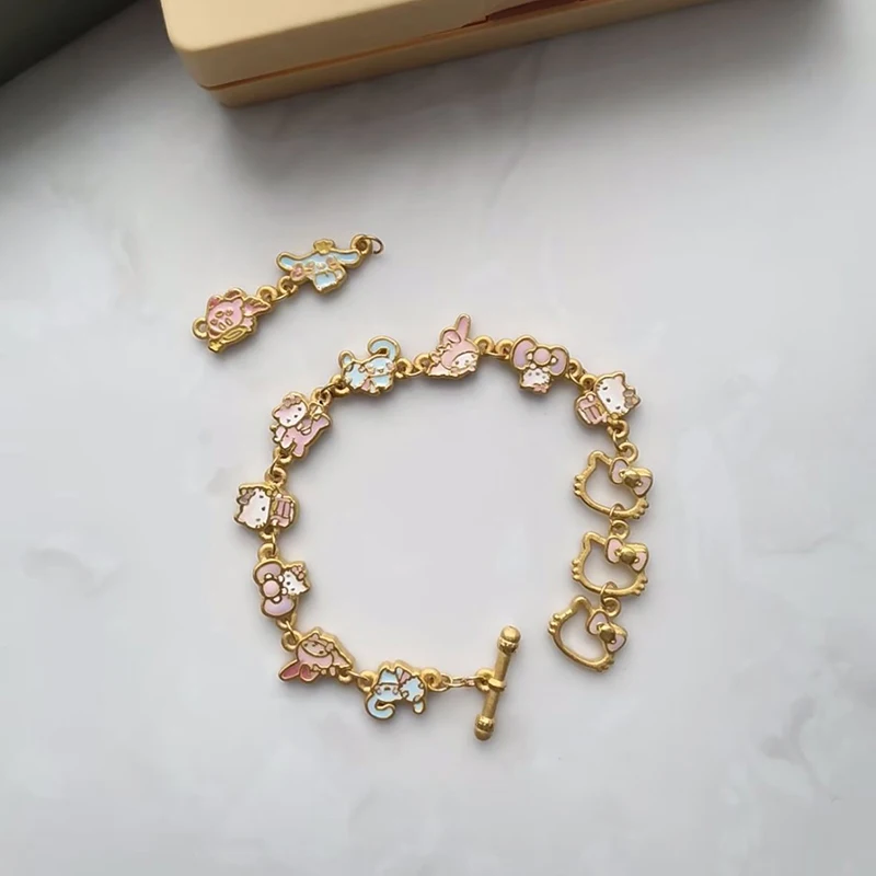 

Sanrio Kawaii Anime Hello Kitty 925 Silver Bracelet Cute Sweet Cartoon Accessories Gifts for Girls Lovely Christmas Presents