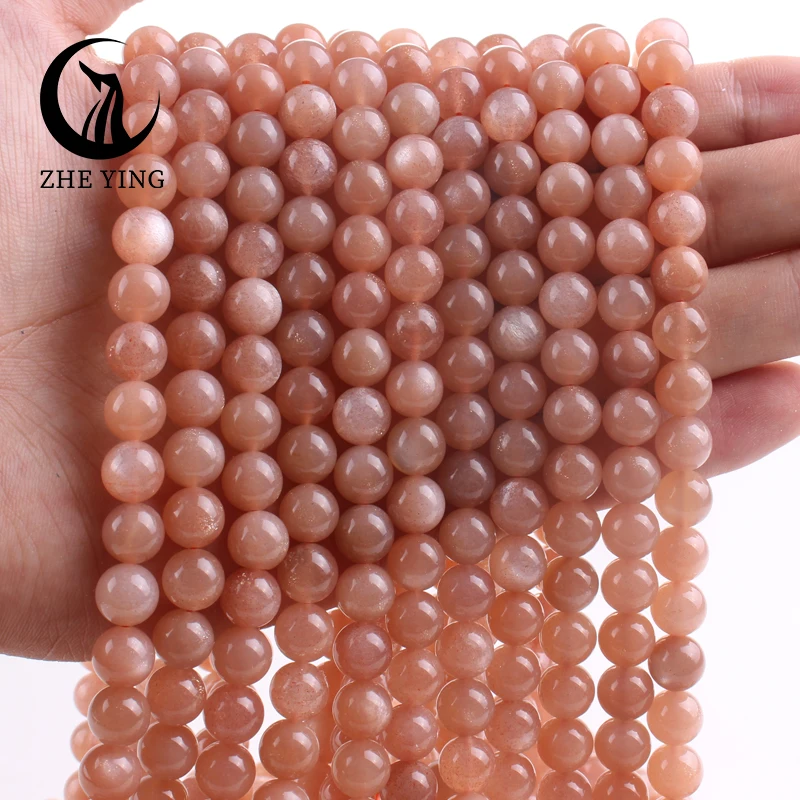 7A High Quality Natural Sunstone Quartz Stone 6/8/10mm Orange Round Loose Beads For Jewelry Making DIY Bracelets Necklace 15''