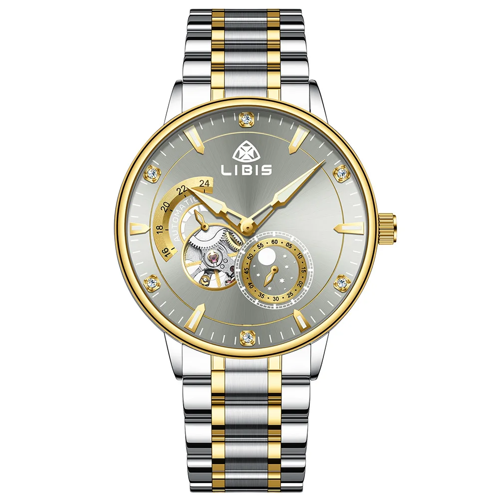 

Men Automatic Skeleton Mechanical Watch Classic Business Stainless Steel Waterproof Luminous Wrist Watch