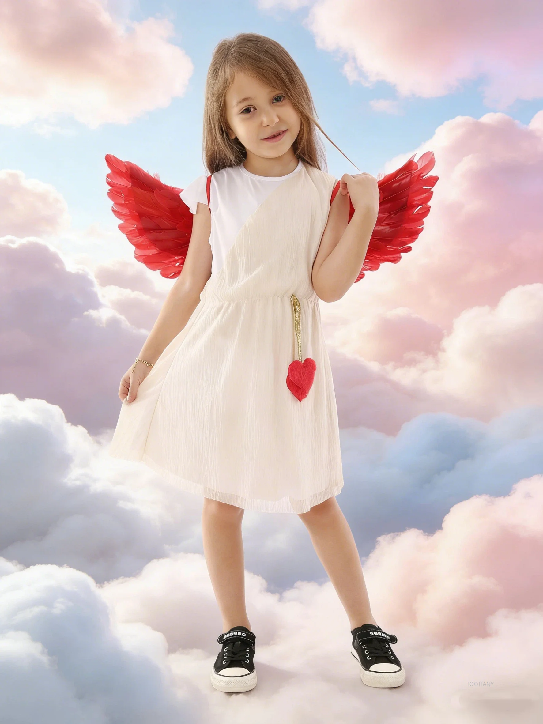 

Niño Cupid Angel Roleplay Costume Valentine's Day Cosplay Wings Dress School Stage Performance Set Wedding Party Flower Chica