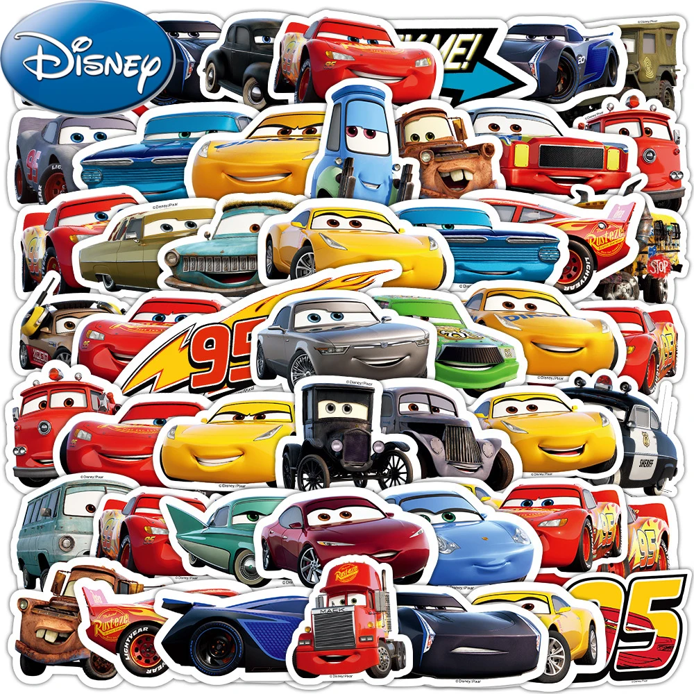 10/30/50pcs Disney Cars Cartoon Stickers Cute Anime decalcomanie fai da te Laptop Notebook Phone Diary Cool adesivo impermeabile per giocattoli per bambini