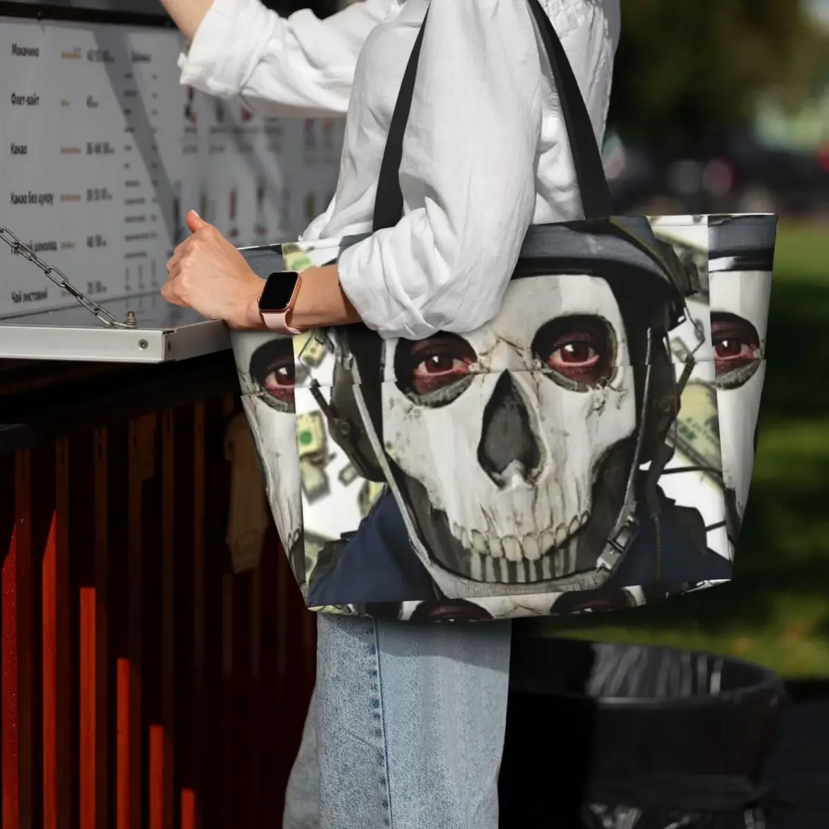 

Silly Ghost Cod Beach Tote Bag Sport Gym Yoga Duffle Large Tote Bag Women Travel Bag Fitness bag