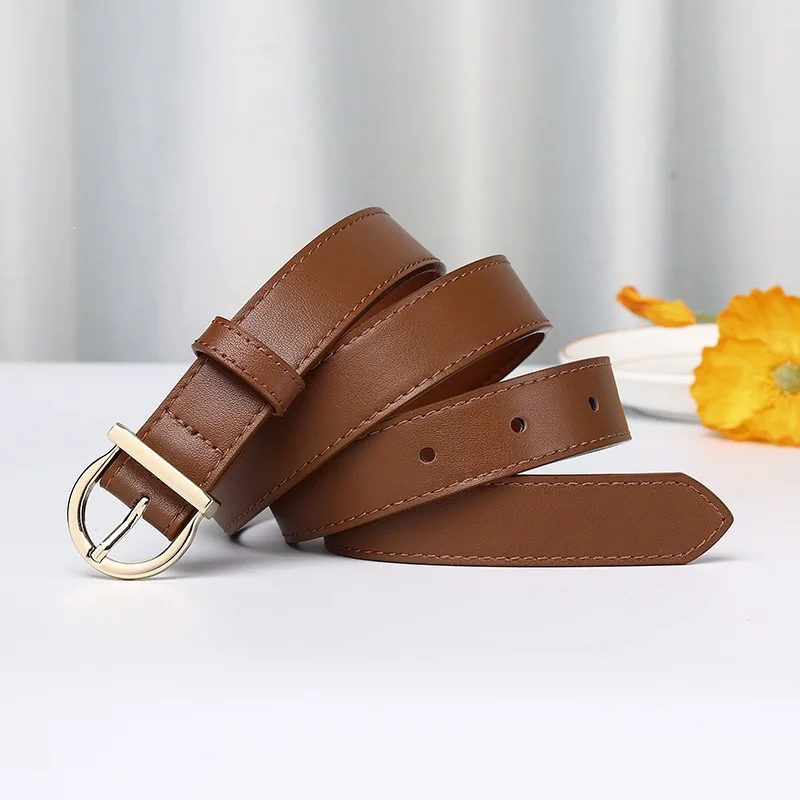 Simple, stylish and versatile pin buckle belt for women light luxury high-grade leather belt