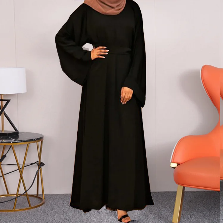 

2024 New Winter Autumn Casual Cotton Pullover Long-sleeved Dress Abayas For Women Lace Robe Elegante Femme Muslim Sets Thicken