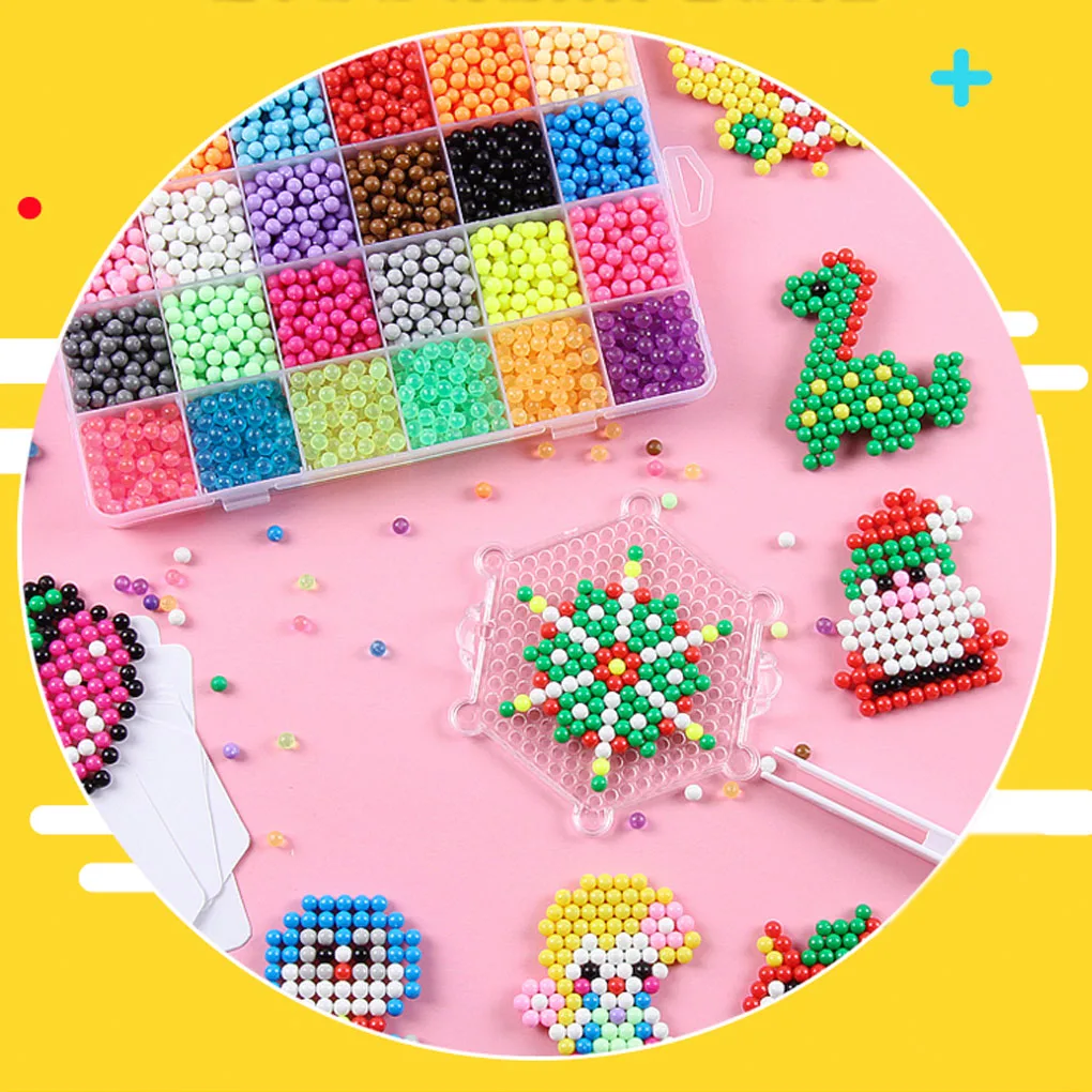 

Water Fuse Beads Kit 24 Colors 3000 Beads Children Water Sticky Art Crafts Toys Kids DIY Supplies