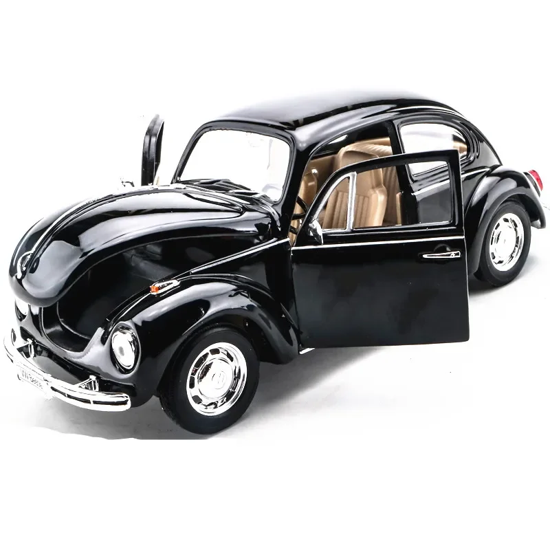 1:24 VW Classic Car Beetle Black Car Alloy Car Model Simulation Car Decoration Collection Gift Toy Die Casting Model