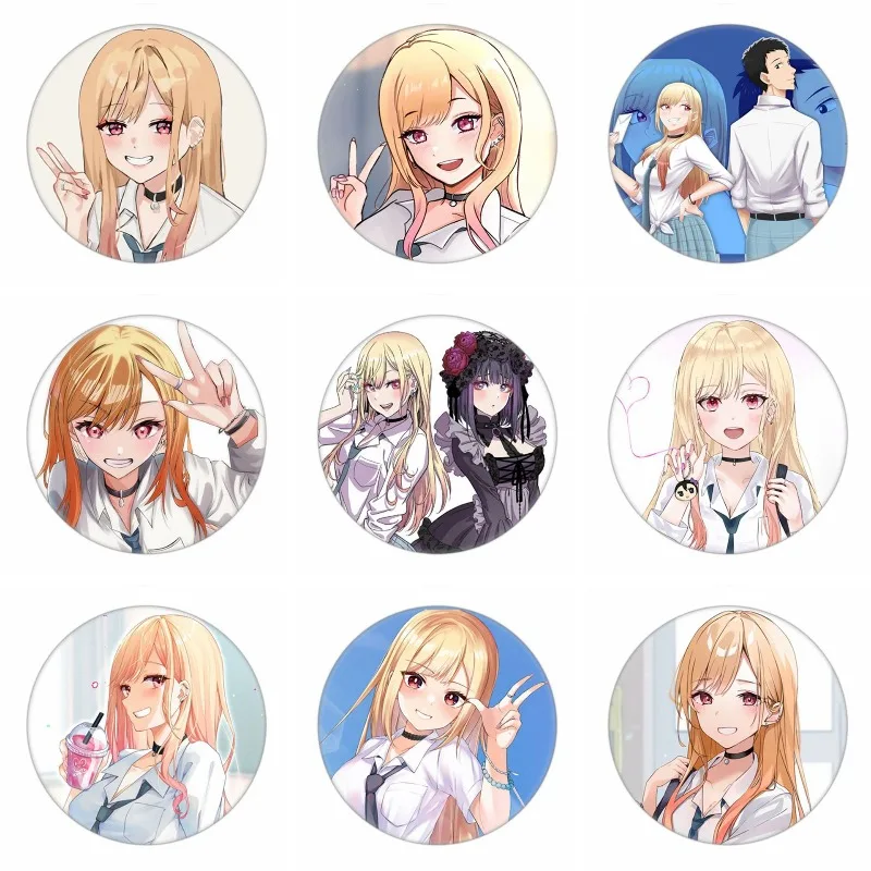 

44mm Kawaii Anime My Dress Up Darling Series Tinplate Badge Cartoon Character Cute Creativity Printing Backpack Brooch Gift