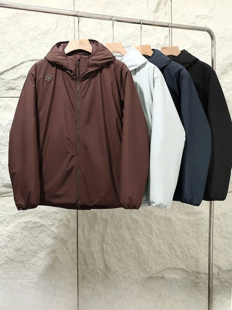 

Водонепроницаемая ветрозащитная хлопковая куртка для мужчин, теплая, с капюшоном, однотонная, спортивная, приталенного кроя, с длинными рукавами, повседневная