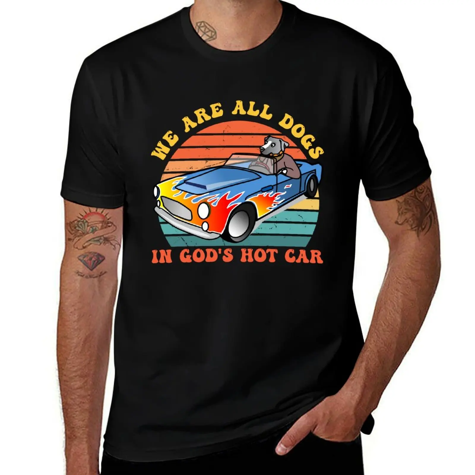 We Are All Dogs In God's Hot Car T-Shirt Holiday Party Tee Shirt T-Shirt