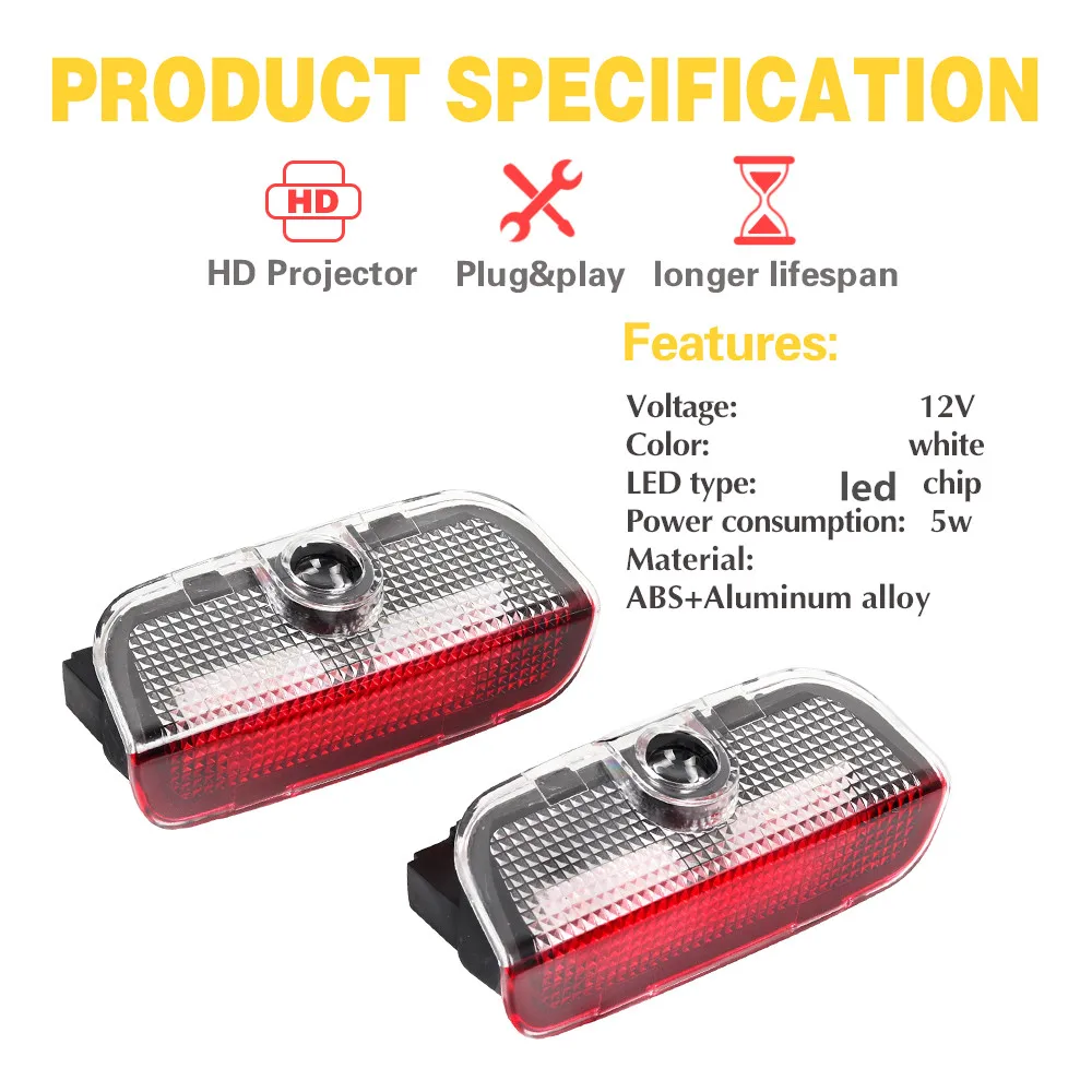 LED Car Door Interior Light Bulbs Warning Lamp For VW Golf 5 6 7 Jetta MK5 MK6 MK7 Passat B6 B7 B8 B9 CC Touareg 7P Accessories