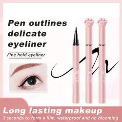 Eyeliner liquido nero a testa Fine Eye Make Up Eyeliner Super impermeabile a lunga durata facile da indossare occhi cosmetici per il trucco delle donne