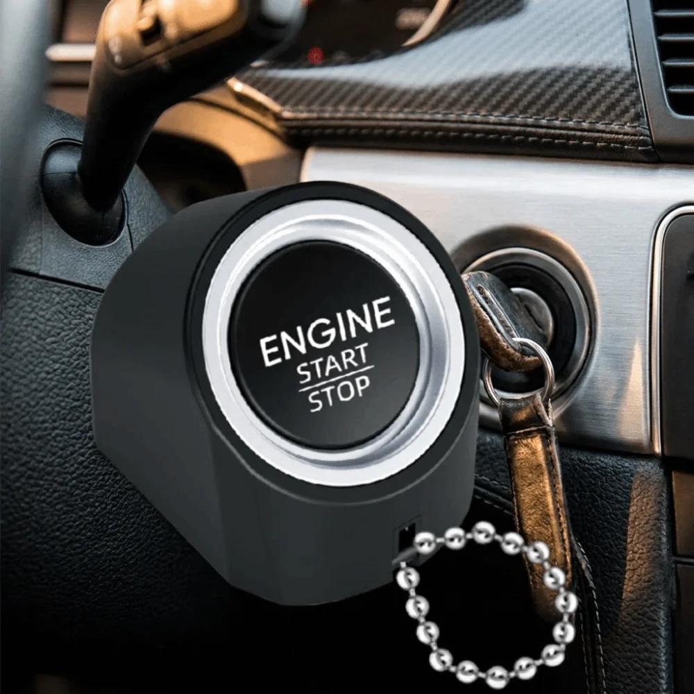 Cartoon Simulation Car Engine Ignition Sound Keychain Button Press Sturdy Metal Key Ring Sound Effect Pendant