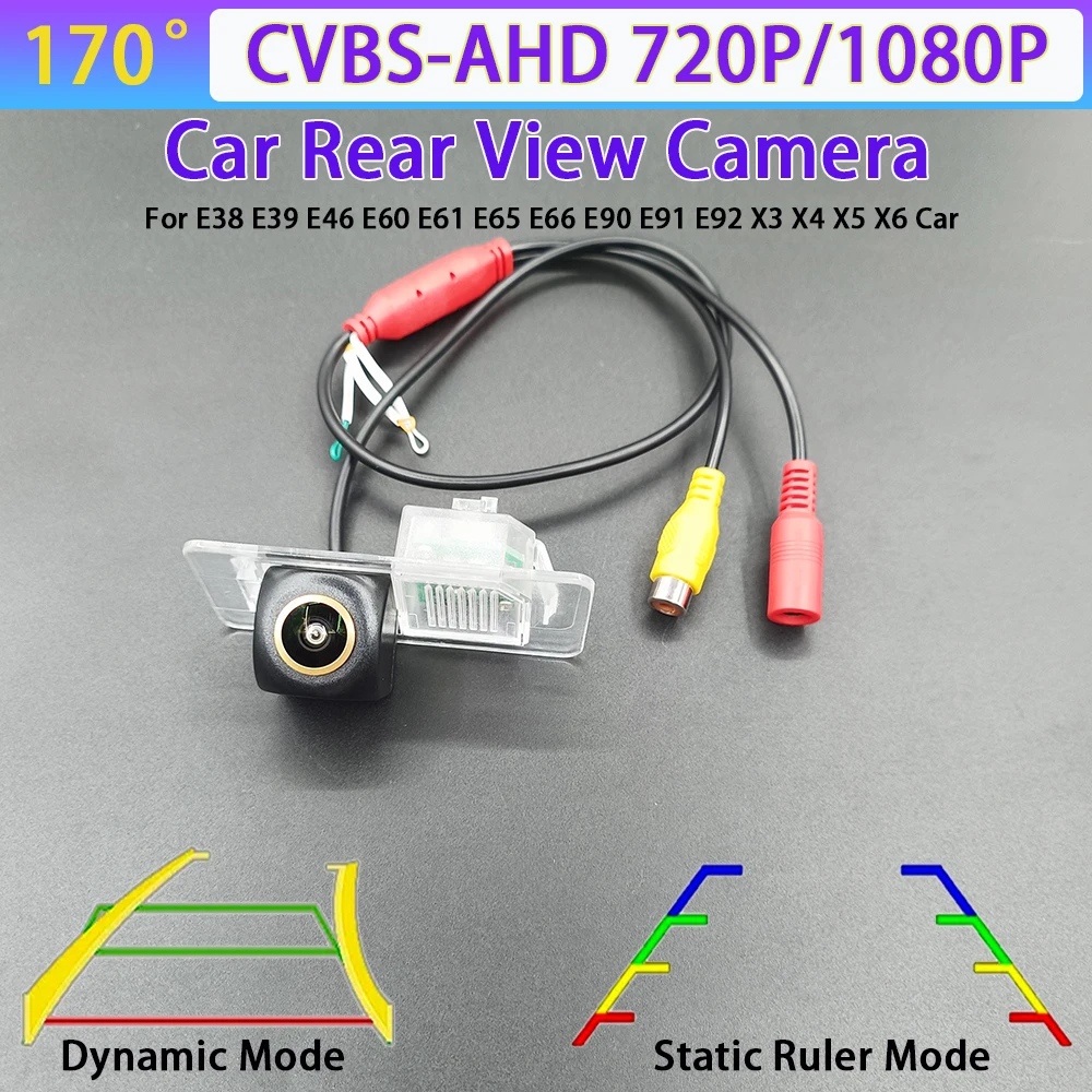 170-Grad-AHD-1080P-Rückfahrkamera für BMW E38 E39 E46 E60 E61 E65 E66 E90 E91 E92 X3 X4 X5 X6 mit Spur-/Linienanzeige 720P CVBS