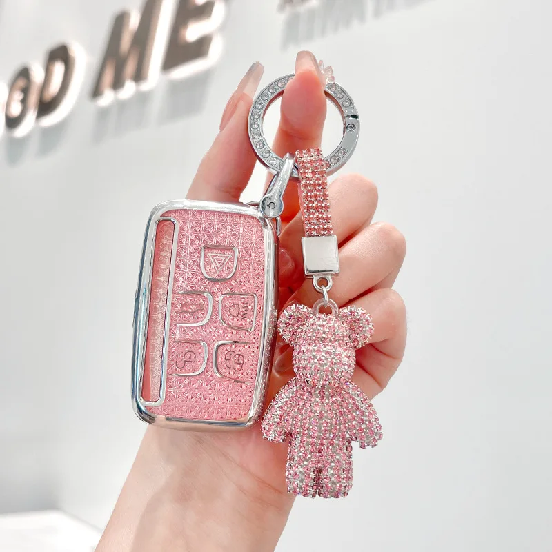 Pink TPU for Land Rover Range Rover Sport Discovery 3 4 Elander 2 Evoque Smart Remote Car Key Case Cover Keychain Accessories