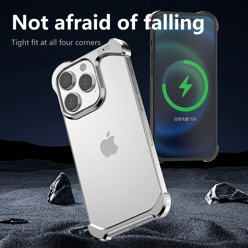 Luxurious Irregular Aluminum Phone Case For Iphone 15 16 13 14 Pro Max Plus Anti-fall and Anti-collision Aromatherapy Phone Case