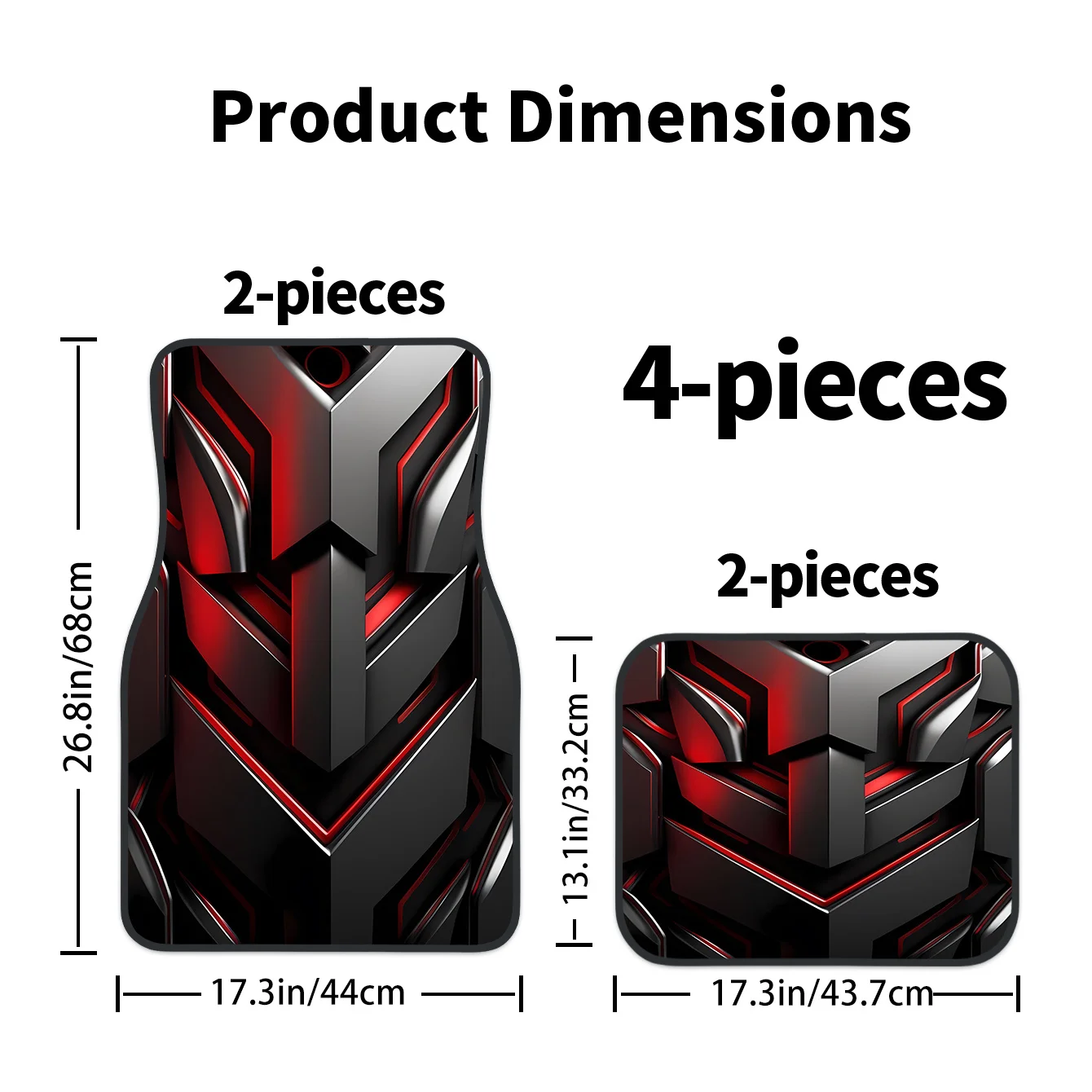 4pcs Black Metal Structure Printed Car Floor Mats | Polyester, Easy To Install And Clean, Suitable For All Seasons, Perfect Gift