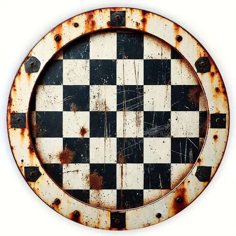 CIFBUY Retro Vintage Rustic Checkerboard Tin Metal Sign Plaque Aluminum Wall Art Waterproof Durable Decor For Home Bar Kitchen G