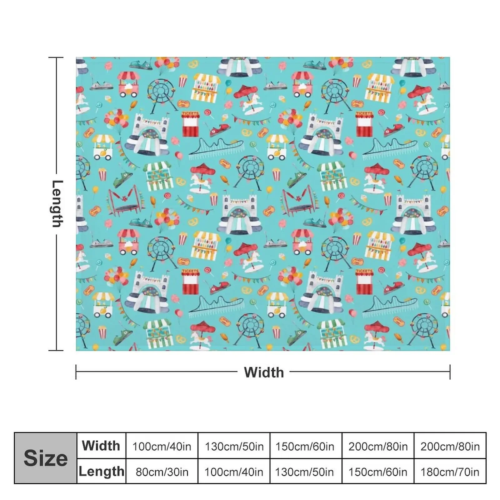 Amusement Park Watercolor Carnival Throw Blanket Large Soft Big Thermals For Travel Blankets