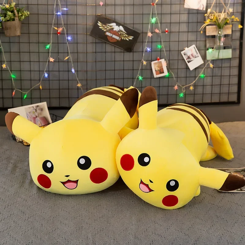 Pikachu Pokemon Plush Toys Prostrate Cute Anime Plushie Dolls 40-80cm Kawaii Soft Stuffed Pillow Christmas Gifts for Children