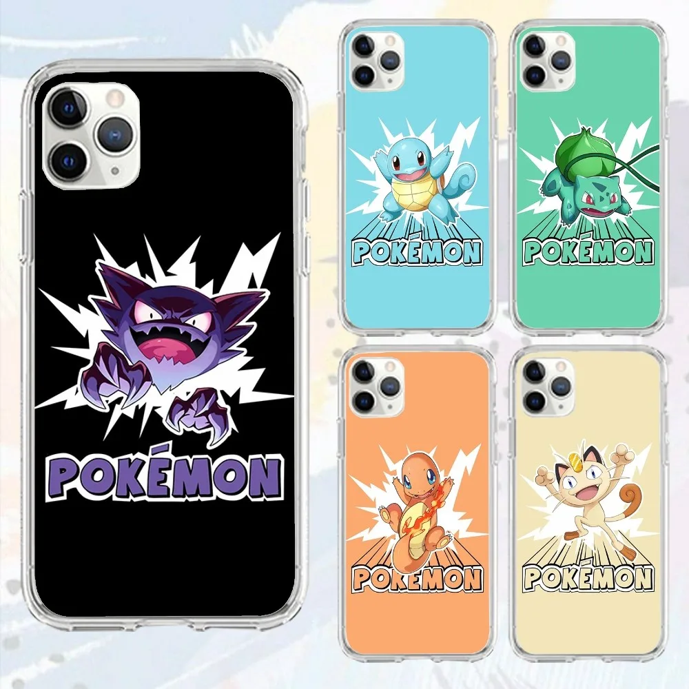 Kawii P-PokemonS Anime Phone Case For Iphone 16 15 11 13 14 Pro Max 7 8 Plus X Xr Xs Max Se2020 12mini Transparent Cover