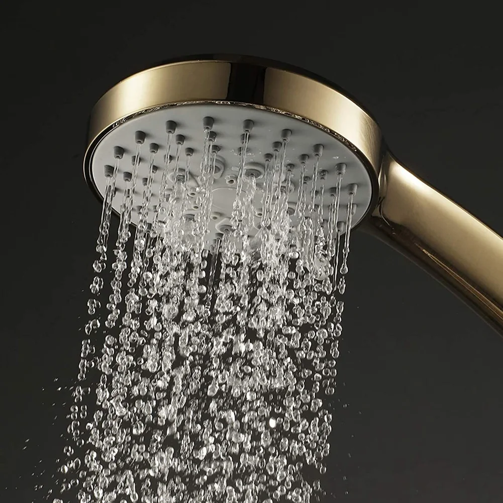 New Brushed Gold Handheld High Pressure ABS Shower Head Water Saving Hand Shower Head 5 Function Rain Hand Held Shower