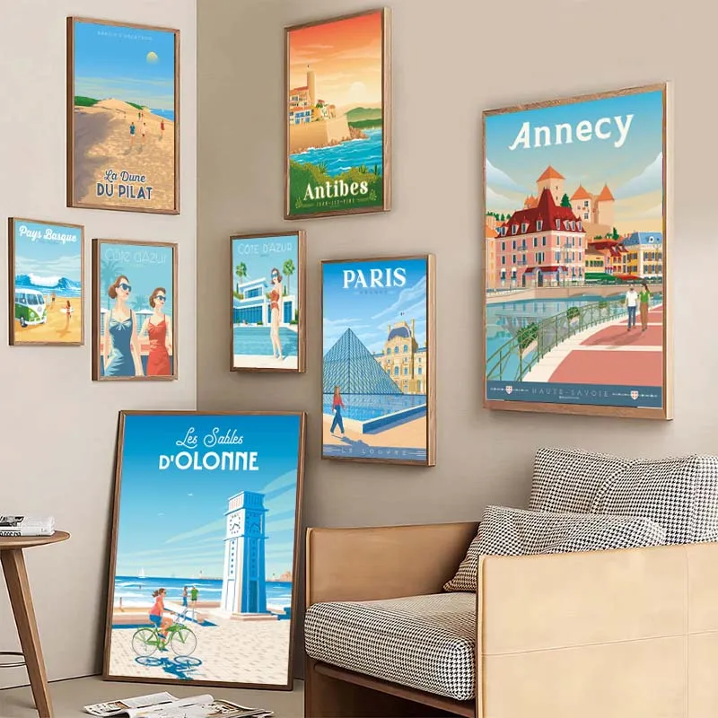 أوروبا السفر الصيف الشتاء لطيفة فرنسا لشبونة موناكو الملصقات قماش الطباعة صور فنية للجدران لغرفة المعيشة ديكور لا الإطار #3