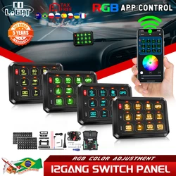 COLIGHT RGB APP 12Gang Switch Panel Multifunction Toggle Switch Button Auxiliary Control Box Electronic Relay for Truck ATV UTV