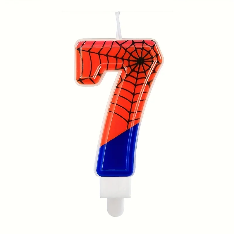 1 Pack 0-9 Red Blue Spider Web Cartoon BirthdayCandles,SpiderCartoon HappyCake Toppers for CakeDecor,Party Supplies&Spider Decor