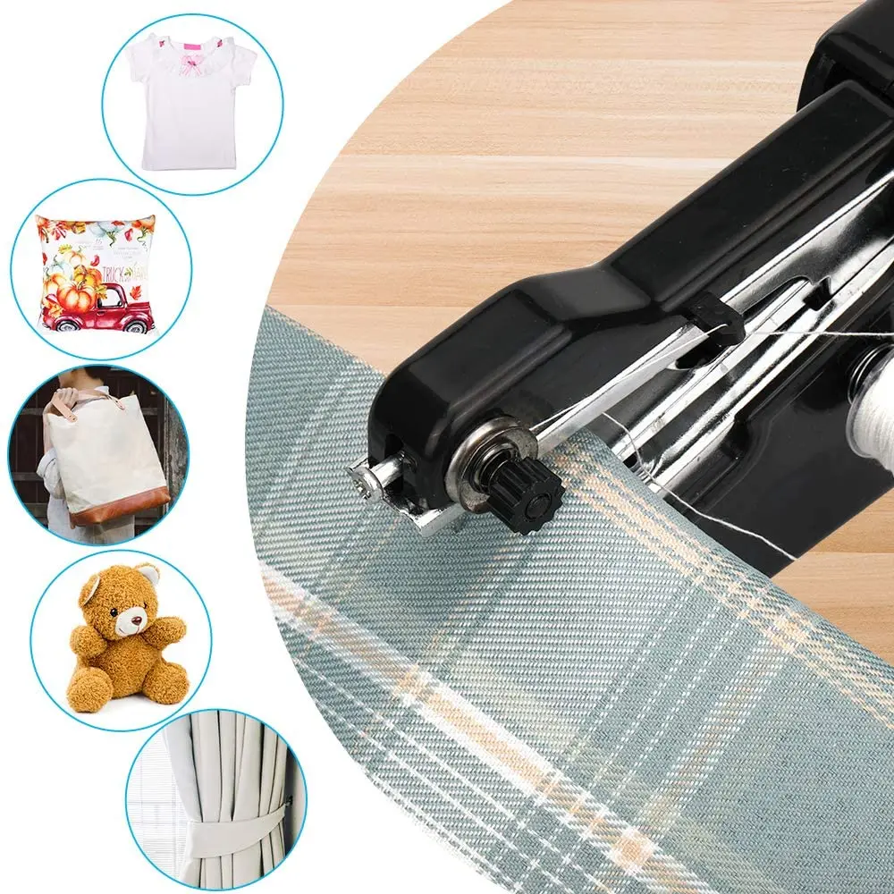 

ABLK USB Electric Handheld Sewing Machine Kit, Cordless Mini Quick Repairing Sewing Machine for Denim Curtain Leather