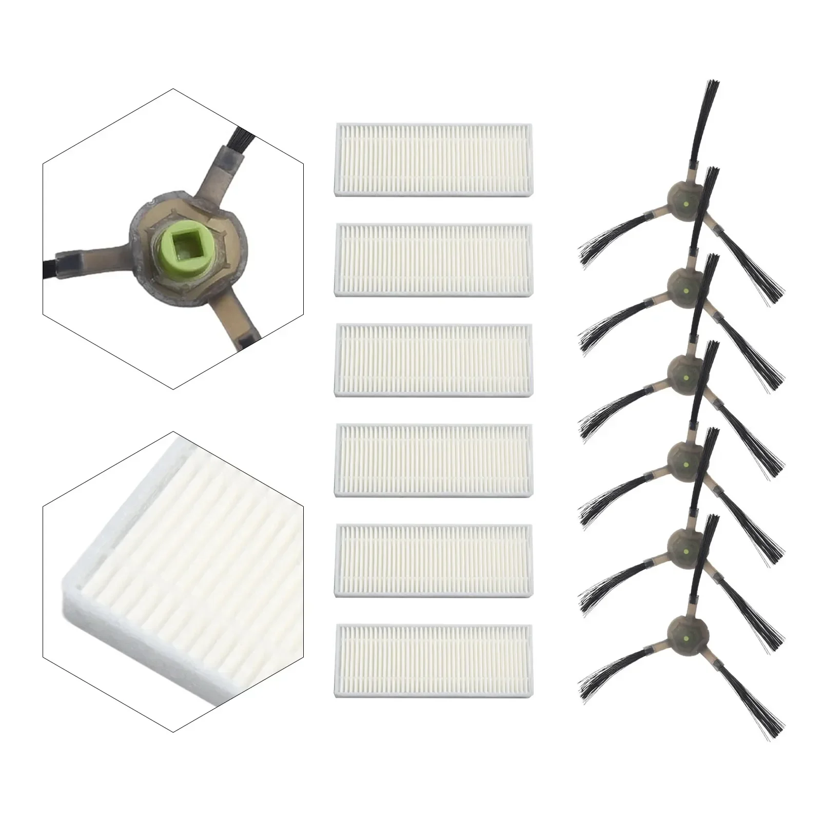 Cepillos laterales de limpieza para el hogar, repuestos de filtro, accesorios de Robot de barrido para electrodomésticos EICOBOT R20