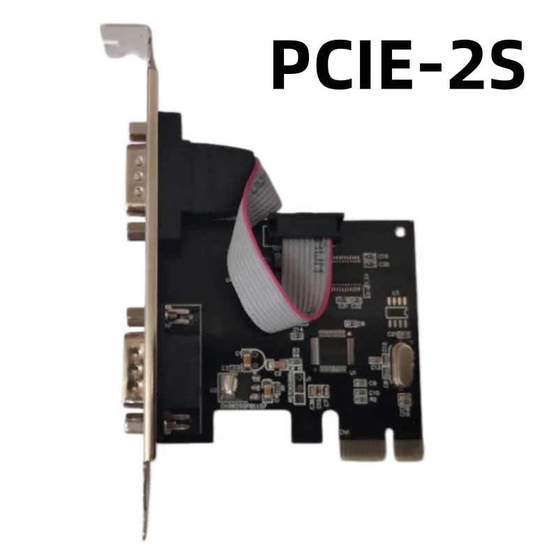 New PCI-E to Serial Port Card Computer Motherboard Small Card RS232 Expansion Card 2 COM Ports DB9 Pin Communication