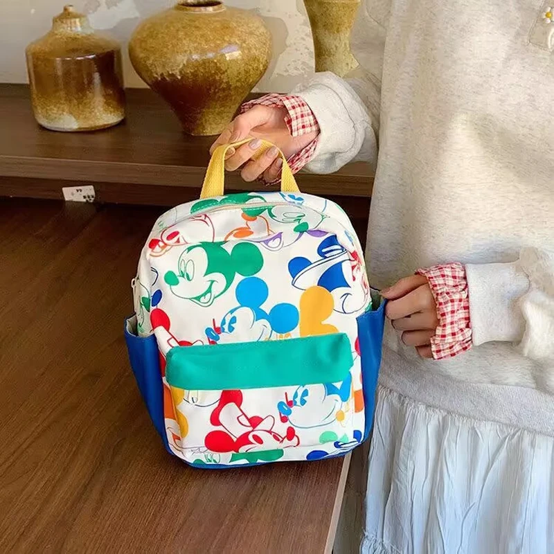 

2025 New Cartoon Mickey Mouse Printed Backpack Fashion Cute Daily Backpack Convenient Travel Snack Bag Kindergarten Backpack
