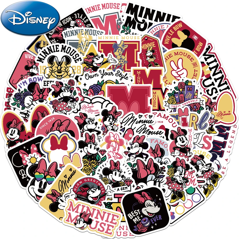 

10/30/50pcs Disney Cute Minnie Mouse Graffiti Stickers Cartoon Decals Laptop Notebook Phone Suitcase Decoration Sticker Kids Toy