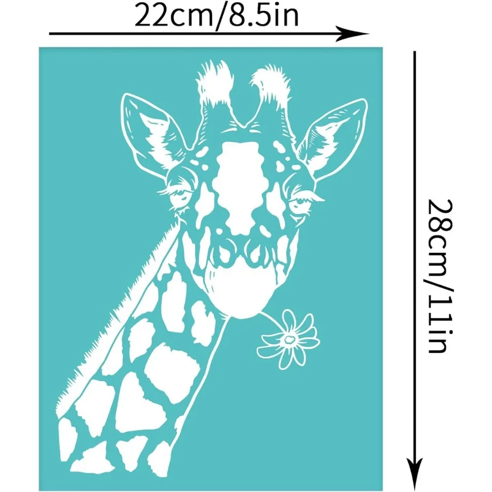 2pcs SelfAdhesive Silk Screen Printing Stencil Giraffe Pattern Reusable Silkscreen Stencil Washable Mesh Transfers Stencil