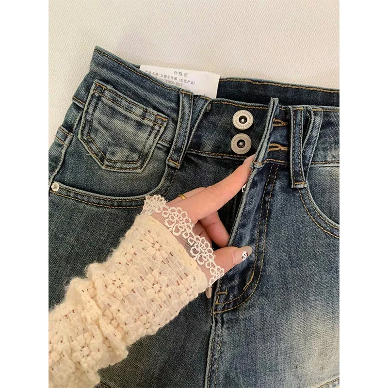 Women's Shorts American Vintage Washed Hip Hugging Denim Shorts High Waist Hot Girl Short Jeans Versatile Casual Outerwear