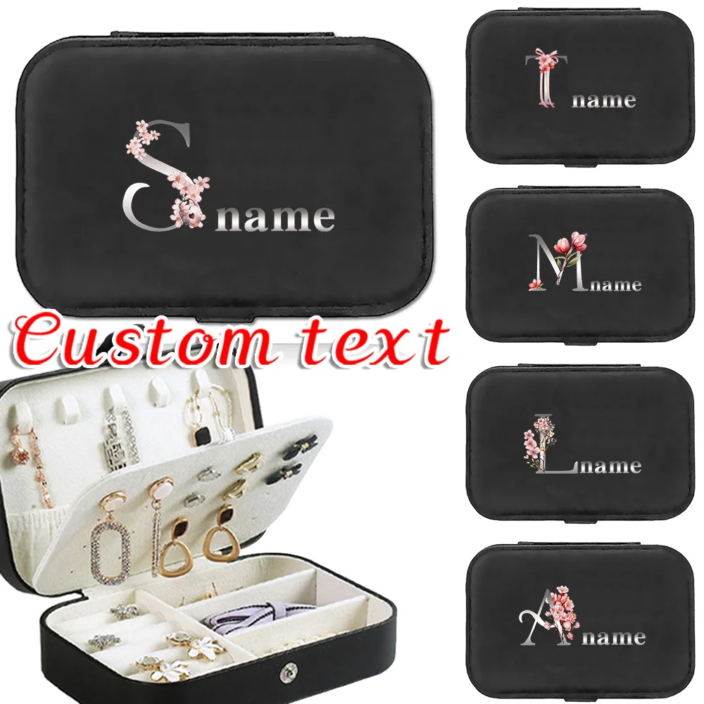 

Customizable Name Jewelry Box Earring Storage Box PU Leather Jewelry Box Large Capacity Simple Letter Series