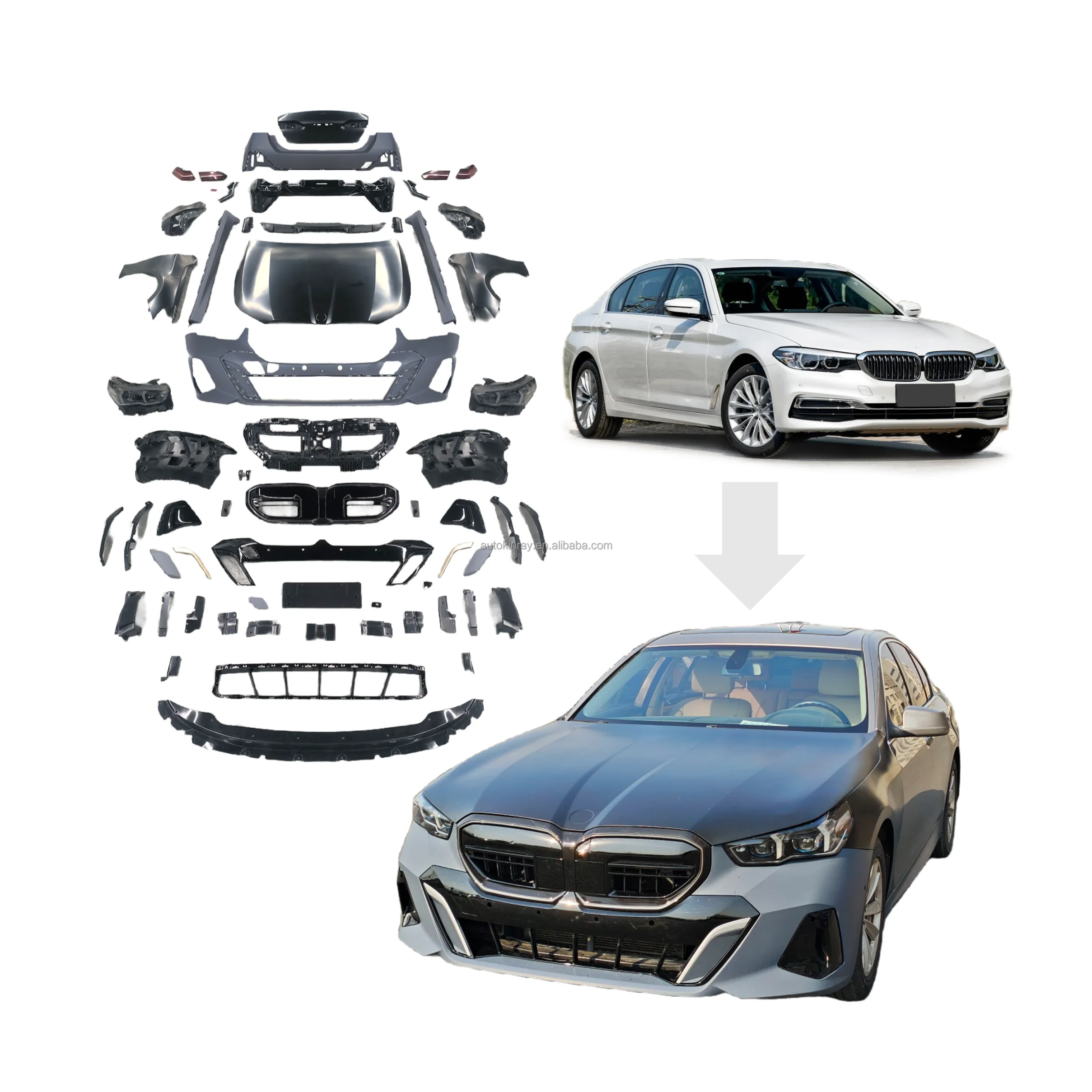 

Modification High Quality for 5series Facelift F10 F18 (10-17) Change to G60 LCI M-tech 2025 Bodykit 1:1 Trunk LED Headlight