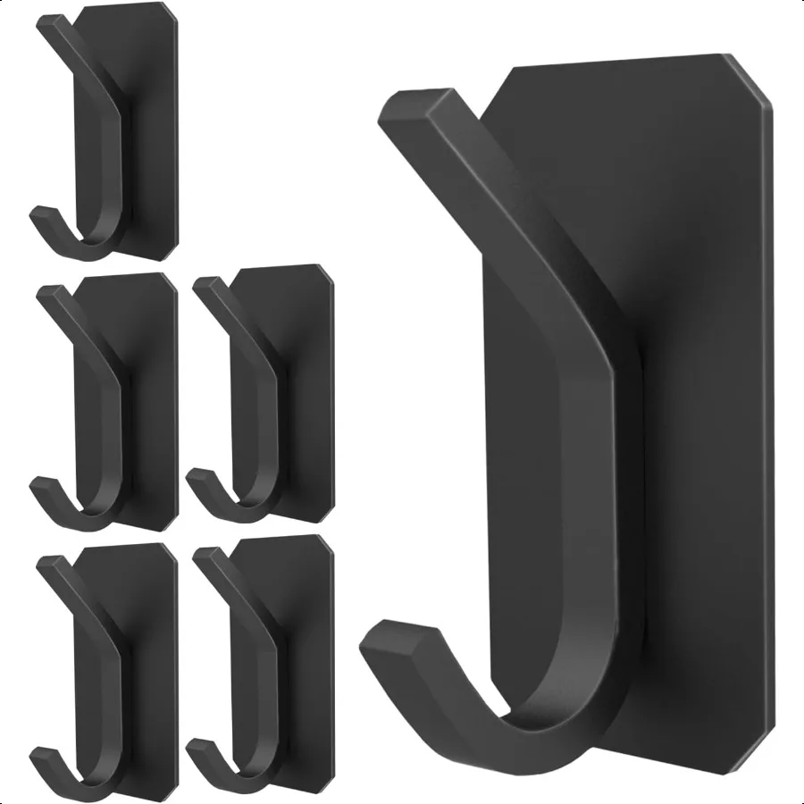 

Sticky Hooks On Wall Hook Self Adhesive Towel Hook Stick for Bathroom Heavy Duty Hooks for Hanging Stainless Steel Black6 Pack