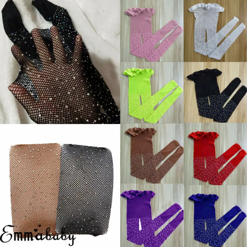 Sparkly Rhinestone Fishnet Mesh High Stockings Pantyhose For Fashion Sweet Girls Fish Net Cutout Tights Comfort Elastic Legwear