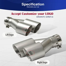 Exhaust Racing Universal  Exhaust Tips Car Matte Stainless Steels Double Exit Exhaust Pipes Muffler Tailpipe Decoration